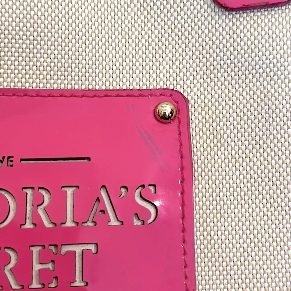 Victoria Secret Pink Cream Canvas Tote /Satchel Medium GUC